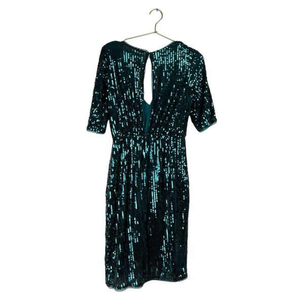 Asos TFNC Emerald Green Sequin Mini Party Disco New Years Dress Size US 10 WP638 - Picture 4 of 10